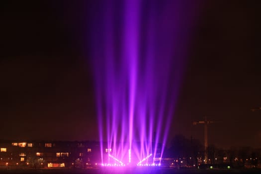 light beams on the city promenade