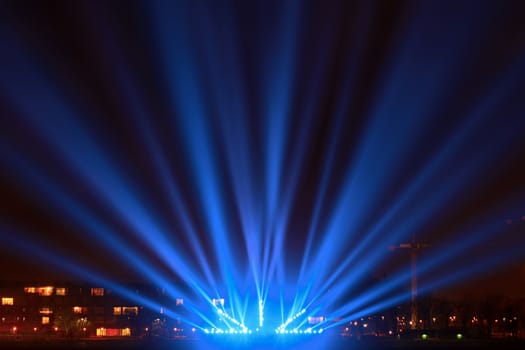 light beams on the city promenade