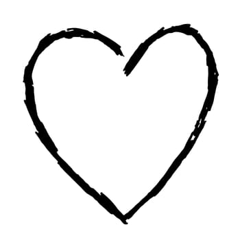 doodle hand drawn heart shaped icon on white background