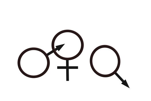 Biological Character Man, Woman, Man.Cuckold Logo Symbol Tattoo in Black - Sexy Cuckolding.

