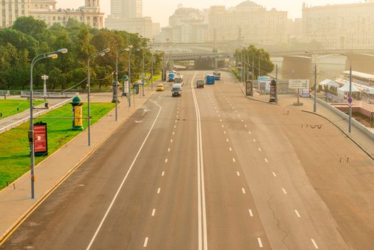 Moscow city roads, toned city landscape, Russia