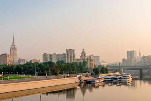 Tinted city landscape - Moscow, highways and rivers