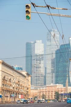 City streets and views of the sights of Moscow City