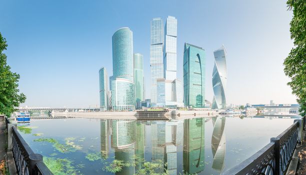 High skyscrapers office buildings Moscow City by the river in the city of Moscow, Russia