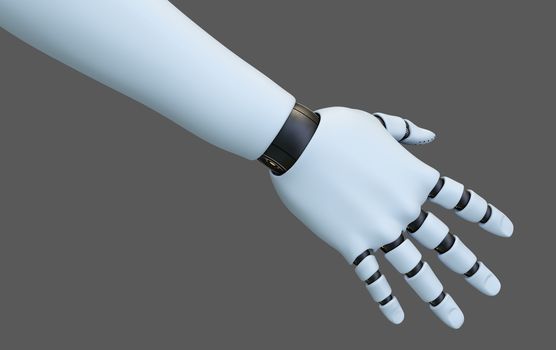 White Robot Hand, Isolated on Gray Background. 3D rendering