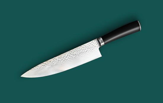 Chef's knife for your kitchen isolated on green background