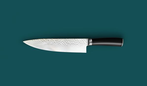 Chef's knife for your kitchen isolated on green background