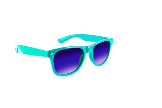 Blue sunglasses to protect your eyes from the sun isolated on white background