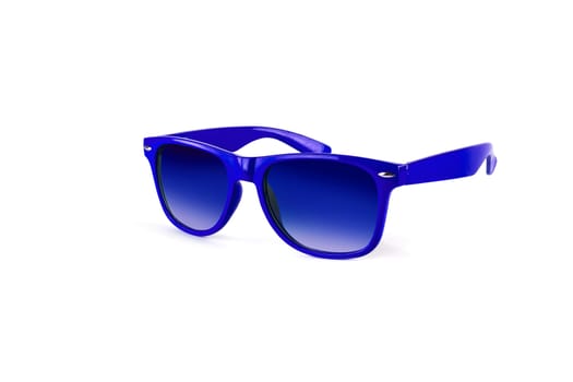 Blue sunglasses to protect your eyes from the sun isolated on white background