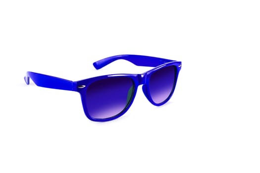 Blue sunglasses to protect your eyes from the sun isolated on white background