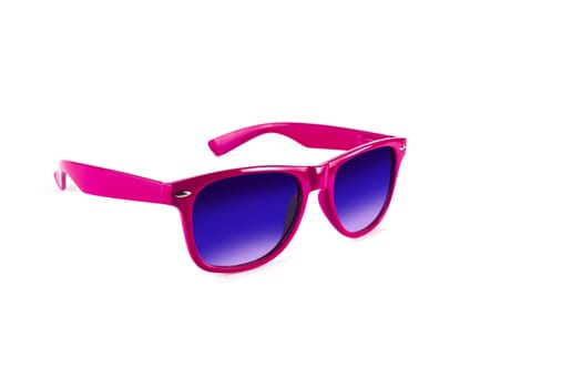 Pink sunglasses to protect your eyes from the sun isolated on white background