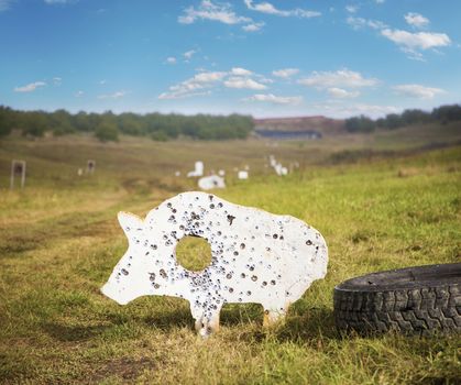 Shooting range out in the open, target for shooting practice