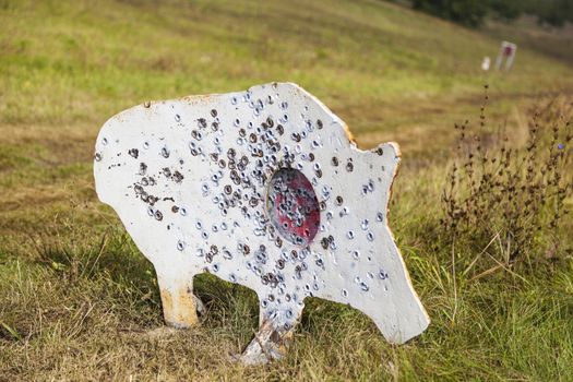 Shooting range out in the open, target for shooting practice