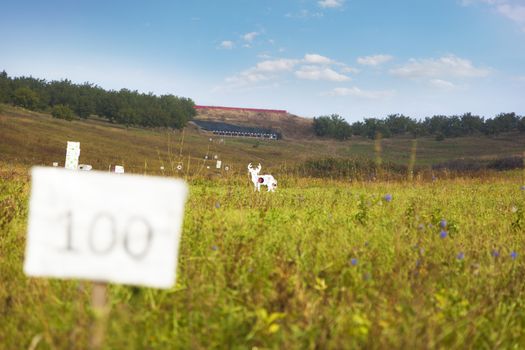 Shooting range out in the open, targets for shooting practice