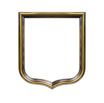 Heraldic shield diploma in wooden frame isolated on white background