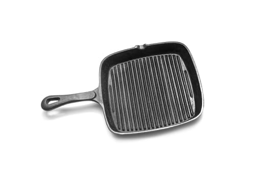 Cast empty grill pan. Isolated on white background