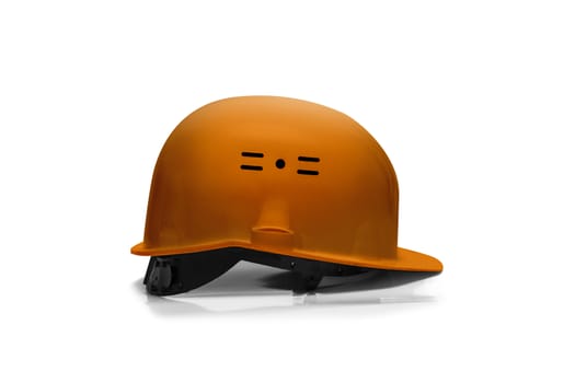 Orange Plastic safety helmet isolated on white background