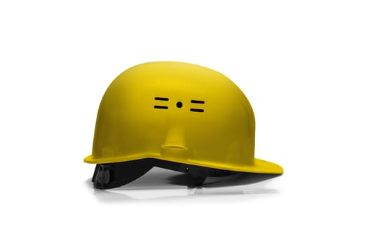 Yellow Plastic safety helmet isolated on white background