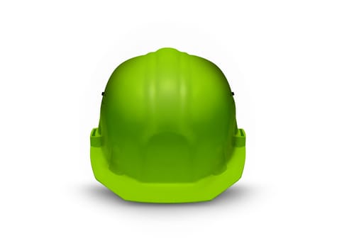 Green Plastic safety helmet. Isolated on white background