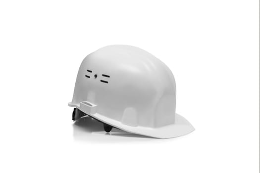 White Plastic safety helmet isolated on white background