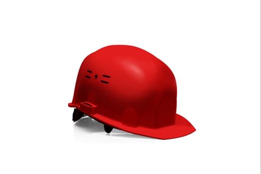 Red Plastic safety helmet isolated on white background