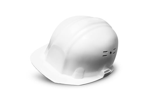 White Plastic safety helmet isolated on white background