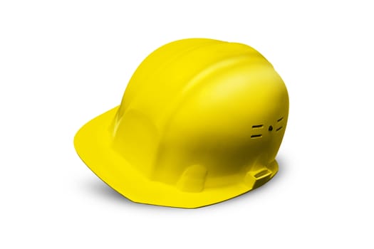 Yellow Plastic safety helmet isolated on white background