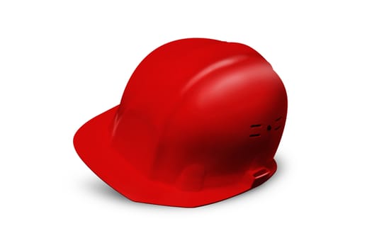 Red Plastic safety helmet isolated on white background