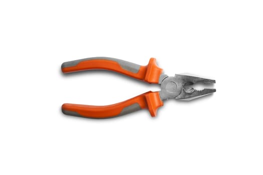 Pliers orange and gray color. Isolated on white background.