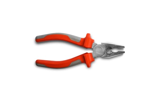 Pliers red and gray color. Isolated on white background.