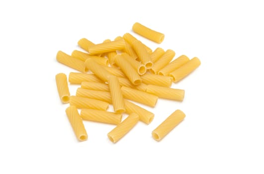 Tortiglioni Italian pasta isolated on white background with clipping path