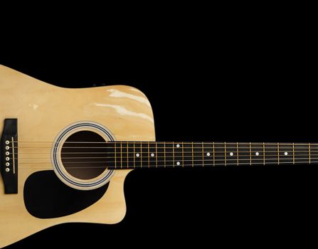 Guitar, electro acoustic guitar isolated on black background. With clipping path