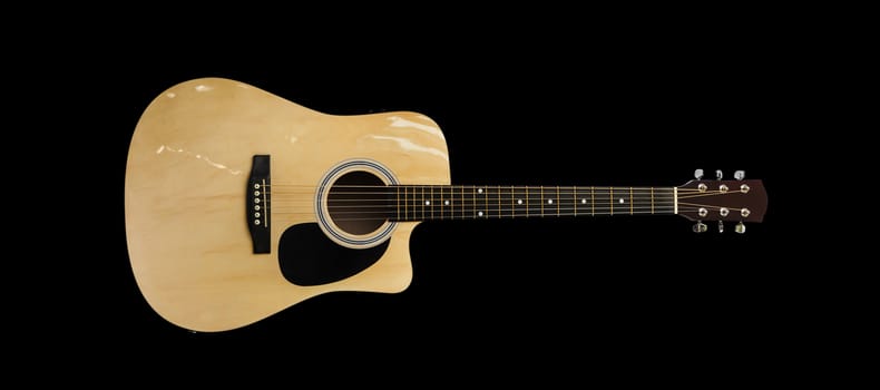 Guitar, electro acoustic guitar isolated on black background. With clipping path