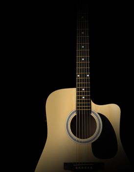 Guitar, electro acoustic guitar isolated on black background. With clipping path