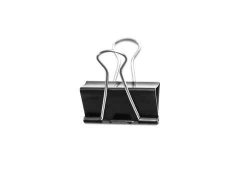 Paper clip isolated from white background. A paperclip is a device for office use to clamp a device such as paper and more.