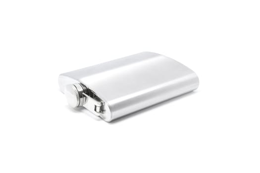 Stainless hip flask to use alcohol isolated on white background