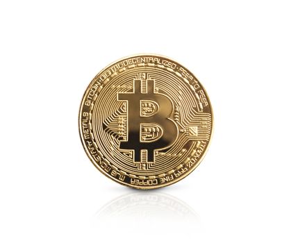 Bitcoin. Golden bitcoin isolated on white background. With clipping path.