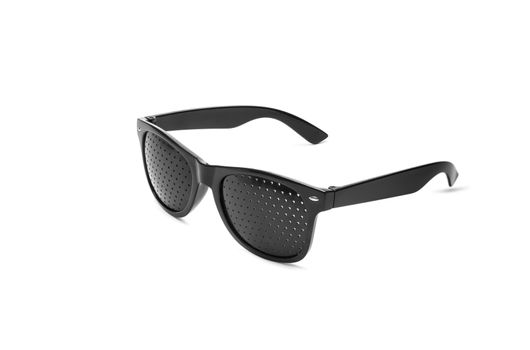 Pin hole sunglasses. Anti Myopia Glasses for vision correction. Isolated on white background