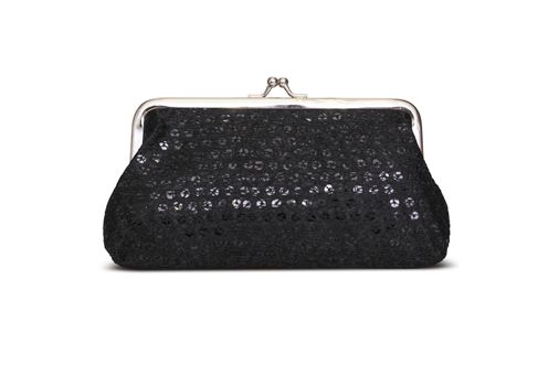 Women's cosmetic bag, purse black. Isolated on white background