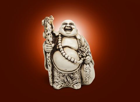 Laughing Buddha Hotei Figurine God Of Contentment and Happiness Sculpture. With clipping path