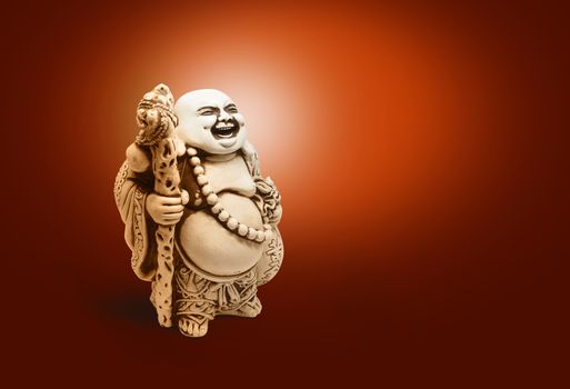 Laughing Buddha Hotei Figurine God Of Contentment and Happiness Sculpture. With clipping path