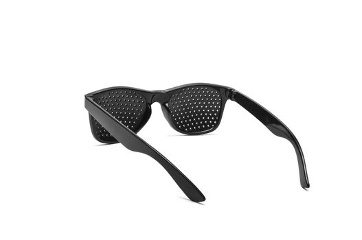 Pin hole sunglasses. Anti Myopia Glasses for vision correction. Isolated on white background