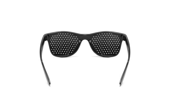 Pin hole sunglasses. Anti Myopia Glasses for vision correction. Isolated on white background