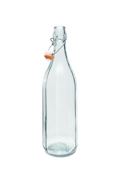 Empty vintage bottle isolated on white background. With clipping path.
