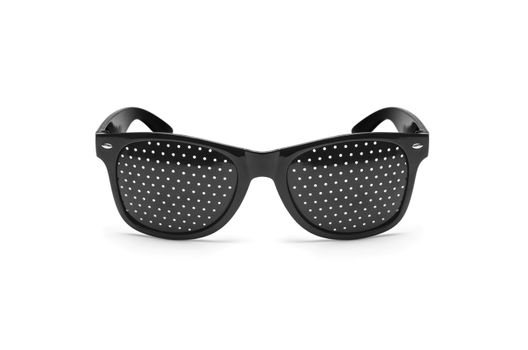 Pin hole sunglasses. Anti Myopia Glasses for vision correction. Isolated on white background