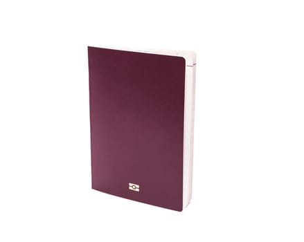 Concept of red burgundy passport cover isolated on white background