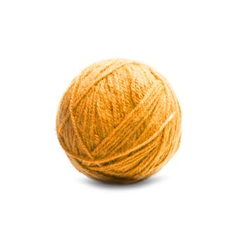 Orange Ball of Threads wool yarn isolated on white background