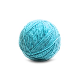 Light Blue Ball of Threads wool yarn isolated on white background