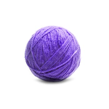 Deep Purple Ball of Threads wool yarn isolated on white background