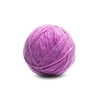 Pink Ball of Threads wool yarn isolated on white background